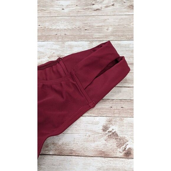Zaful Womens Size 6 Burgundy Strappy Open Sides Beach Swimwear Bikini Bottom - Picture 4 of 6